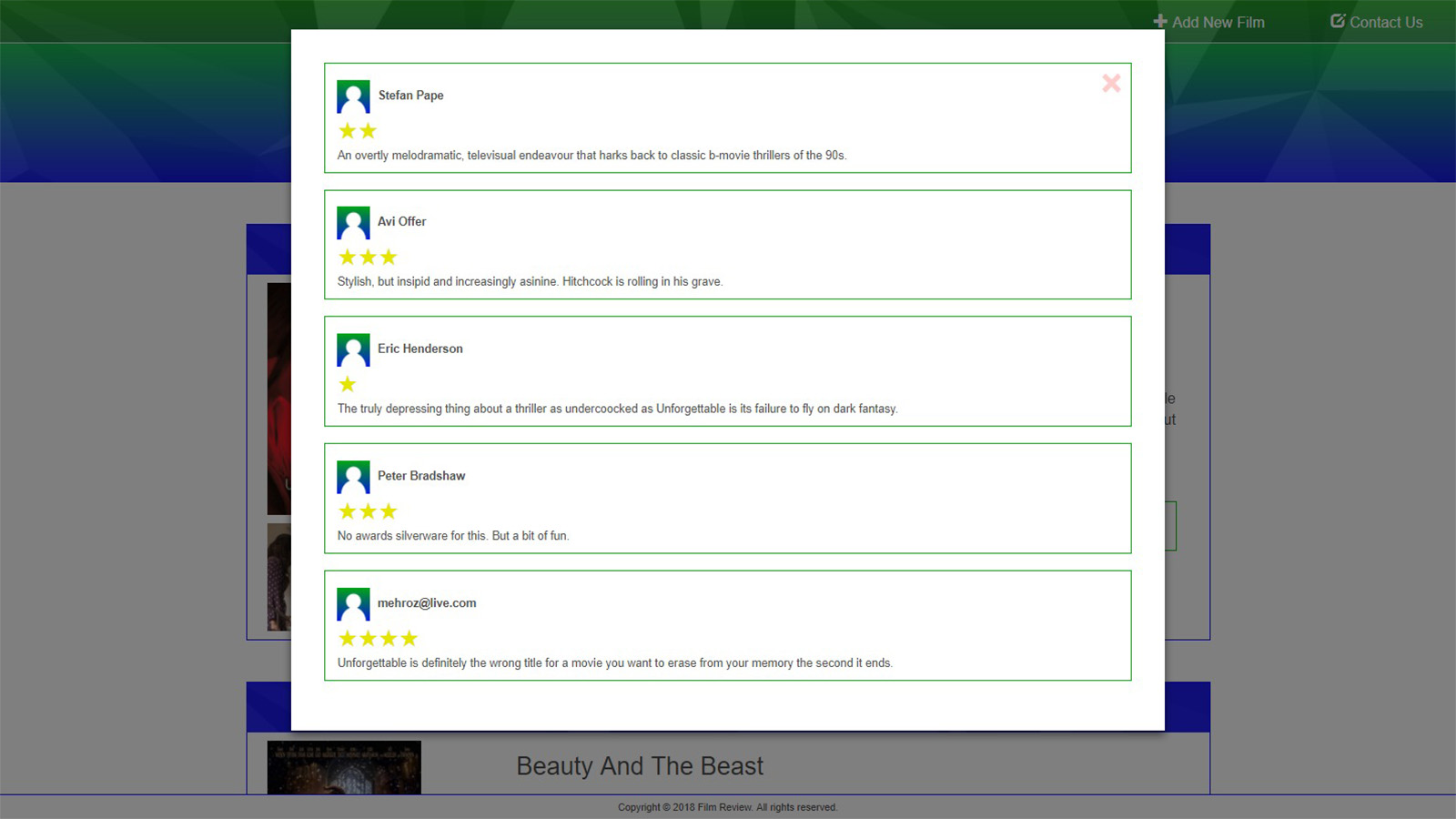 Film Review & Rating Web Application screenshot 3