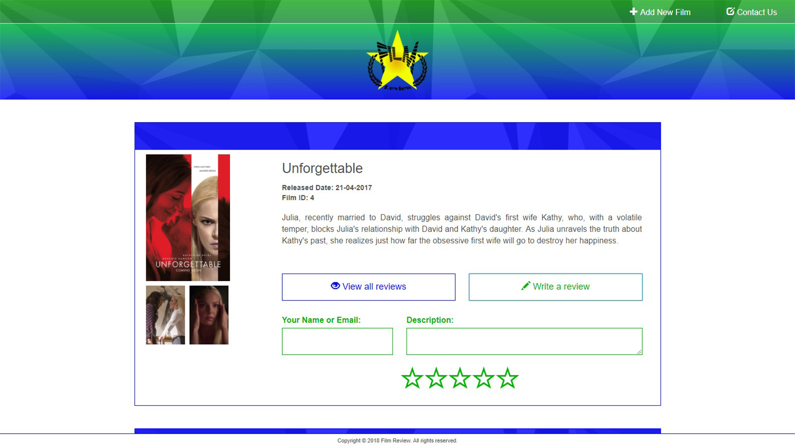 Film Review & Rating Web Application screenshot 4
